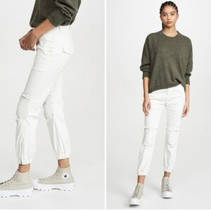 NILI LOTAN  White gathered ankle military cargo crop pants size 4